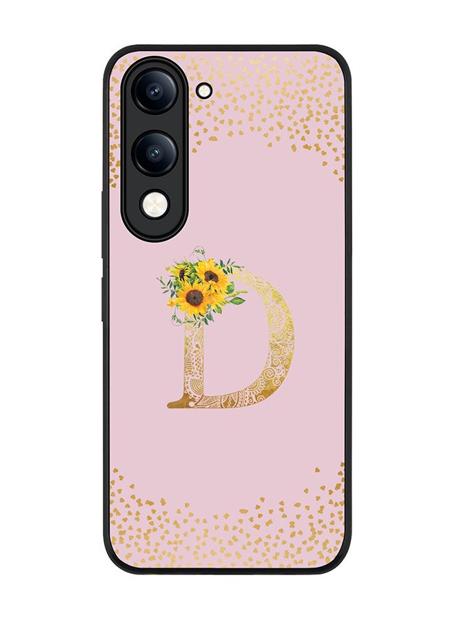 For vivo Y04 / Y29t 5G Case,Slim fit Camera Protection, Shockproof Thin Phone cover  - Custom Floral Monogram - D  (Pink )